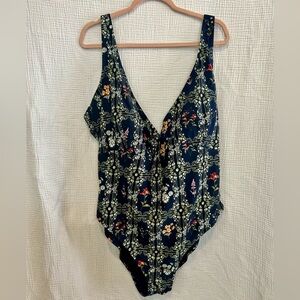 Aguabendita Target One Piece Swimsuit Navy Blue Floral 3x Agua Bendita